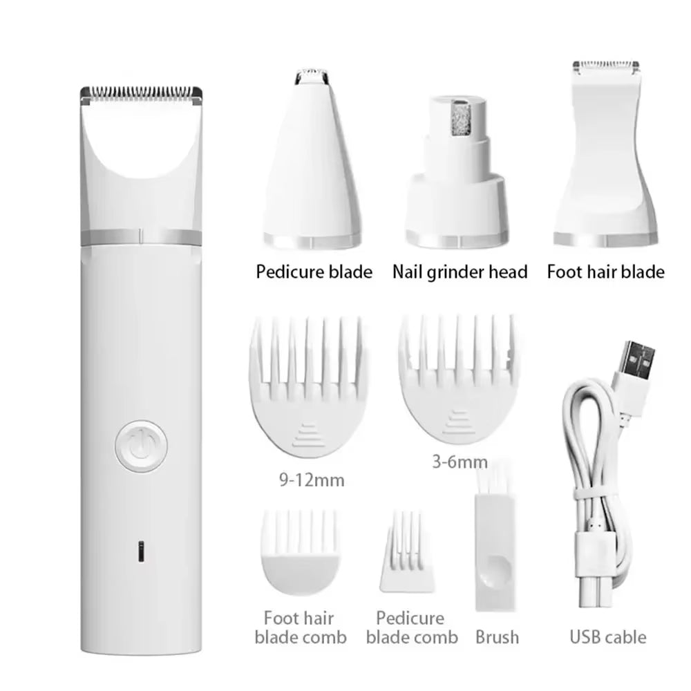 4 in 1 Electric Pet Trimmer, Rechargeable Pet Clippers for Dogs Grooming Kit with Foot Hair Cutting Machine Pet Grooming Kit